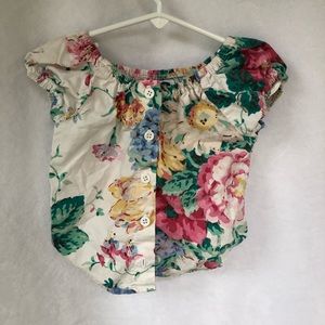 Vintage Crop Top Flora Pattern Size 2T